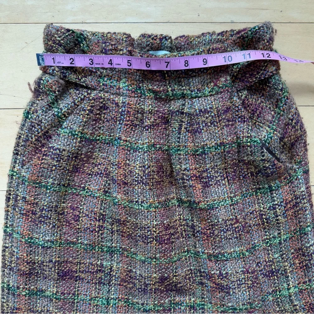 Anthropologie Odille Wool Blend Plaid Skirt, Sz 4, boucle, preppy classic office - Picture 10 of 13